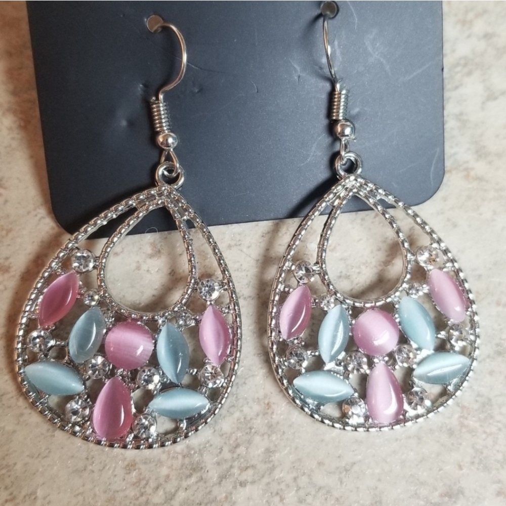 Paparazzi Baby Blue and Pink Moonstone Earrings